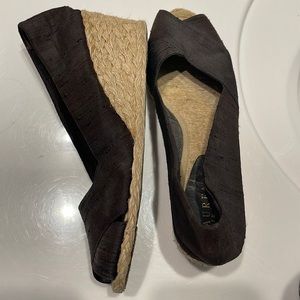 Brown linen Ralph Lauren wedges